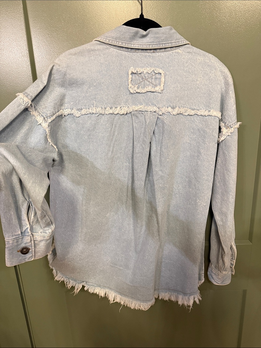 NEW Light Wash Distressed Denim Jacket - Light Blue - Picture 8 of 8
